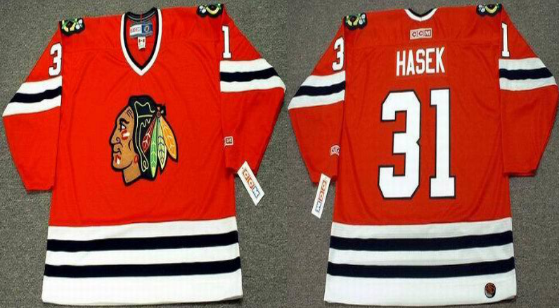 2019 Men Chicago Blackhawks 31 Hasek red style #2 CCM NHL jerseys
